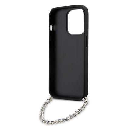 Husa pentru Apple iPhone 14 Pro, Karl Lagerfeld, Saffiano Monogram Chain, Neagra