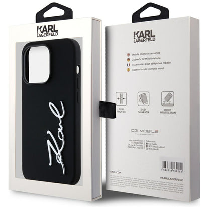 Husa pentru Apple iPhone 14 Pro, Karl Lagerfeld, Silicone Karl Script, Neagra