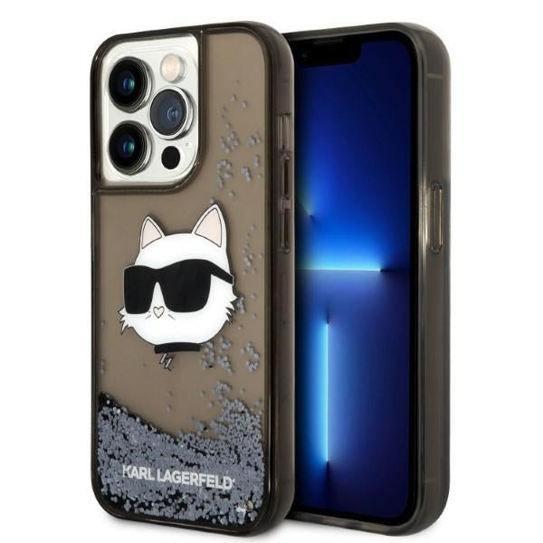 Husa pentru Apple iPhone 14 Pro Max, Karl Lagerfeld, Glitter Choupette's Head, Neagra