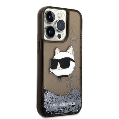Husa pentru Apple iPhone 14 Pro Max, Karl Lagerfeld, Glitter Choupette's Head, Neagra