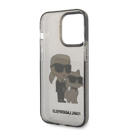 Husa pentru Apple iPhone 14 Pro Max, Karl Lagerfeld, Glitter Karl & Choupette, Neagra