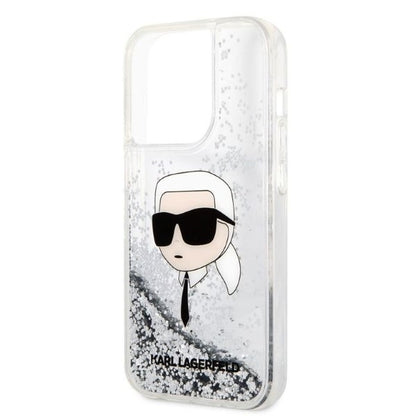 Husa pentru Apple iPhone 14 Pro Max, Karl Lagerfeld, Glitter Karl's Head, Argintie