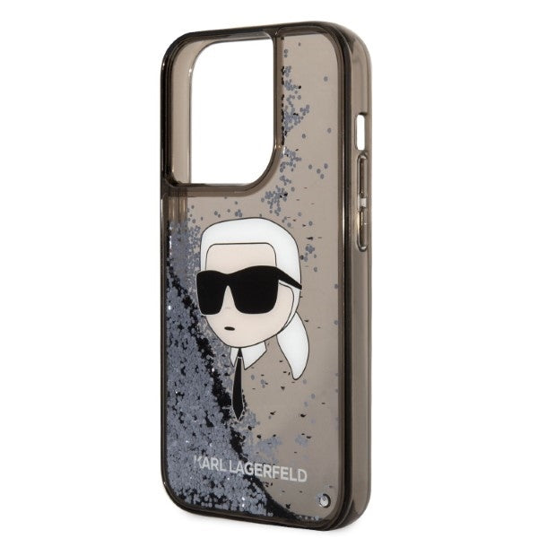 Husa pentru Apple iPhone 14 Pro Max, Karl Lagerfeld, Glitter Karl's Head, Neagra