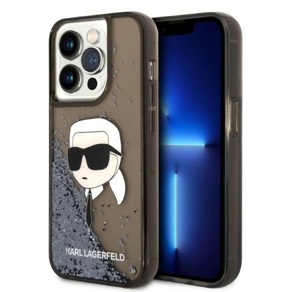 Husa pentru Apple iPhone 14 Pro Max, Karl Lagerfeld, Glitter Karl's Head, Neagra