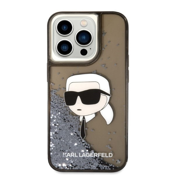 Husa pentru Apple iPhone 14 Pro Max, Karl Lagerfeld, Glitter Karl's Head, Neagra