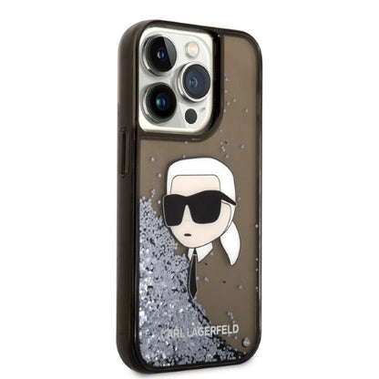 Husa pentru Apple iPhone 14 Pro Max, Karl Lagerfeld, Glitter Karl's Head, Neagra