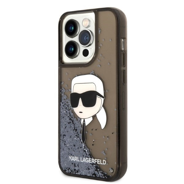Husa pentru Apple iPhone 14 Pro Max, Karl Lagerfeld, Glitter Karl's Head, Neagra