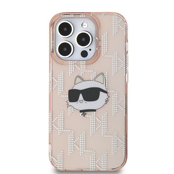 Husa pentru Apple iPhone 14 Pro Max, Karl Lagerfeld, IML Luxury Monogram Choupette's Head, Roz