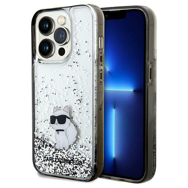Husa pentru Apple iPhone 14 Pro Max, Karl Lagerfeld, Liquid Glitter Choupette, Transparenta
