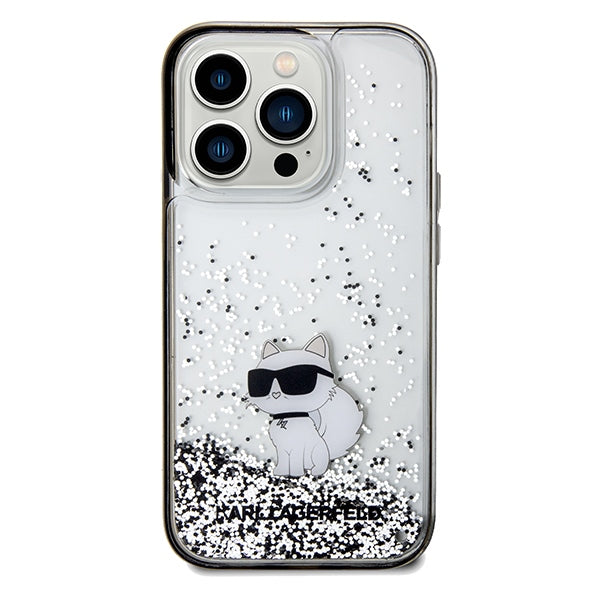 Husa pentru Apple iPhone 14 Pro Max, Karl Lagerfeld, Liquid Glitter Choupette, Transparenta