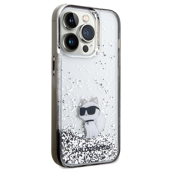 Husa pentru Apple iPhone 14 Pro Max, Karl Lagerfeld, Liquid Glitter Choupette, Transparenta