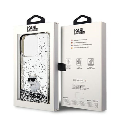 Husa pentru Apple iPhone 14 Pro Max, Karl Lagerfeld, Liquid Glitter Choupette, Transparenta