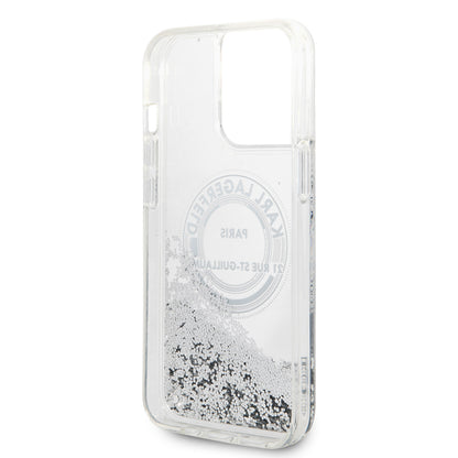 Husa pentru Apple iPhone 14 Pro Max, Karl Lagerfeld, Liquid Glitter RSG, Argintie