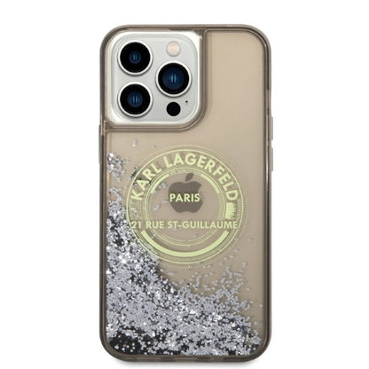 Husa pentru Apple iPhone 14 Pro Max, Karl Lagerfeld, Liquid Glitter RSG, Neagra