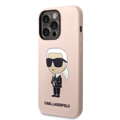 Husa pentru Apple iPhone 14 Pro Max, Karl Lagerfeld, Silicone Ikonik NFT, Roz