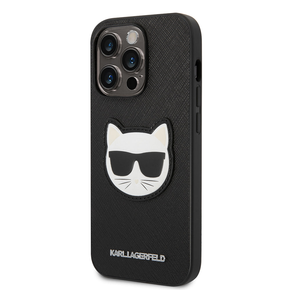 Husa pentru Apple iPhone 14 Pro Max, Karl Lagerfeld, Saffiano Choupette's Head, Neagra