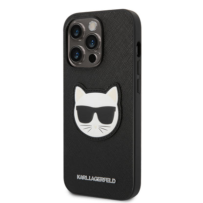 Husa pentru Apple iPhone 14 Pro Max, Karl Lagerfeld, Saffiano Choupette's Head, Neagra