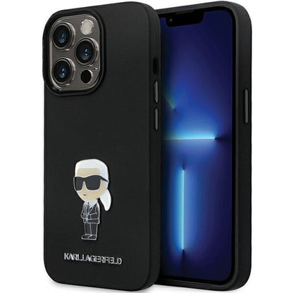 Husa pentru Apple iPhone 14 Pro Max, Karl Lagerfeld, Silicone Ikonik Karl Metal, Neagra