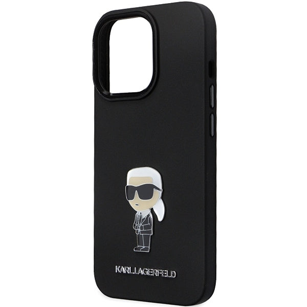 Husa pentru Apple iPhone 14 Pro Max, Karl Lagerfeld, Silicone Ikonik Karl Metal, Neagra
