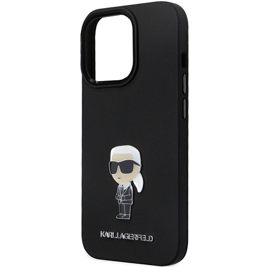 Husa pentru Apple iPhone 14 Pro Max, Karl Lagerfeld, Silicone Ikonik Karl Metal, Neagra