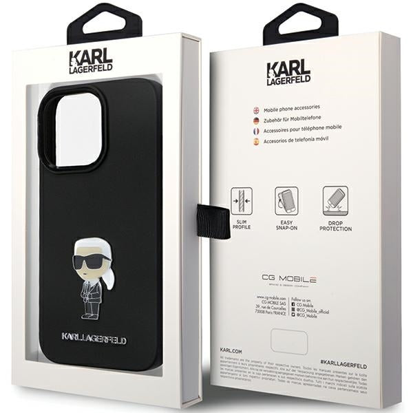 Husa pentru Apple iPhone 14 Pro Max, Karl Lagerfeld, Silicone Ikonik Karl Metal, Neagra