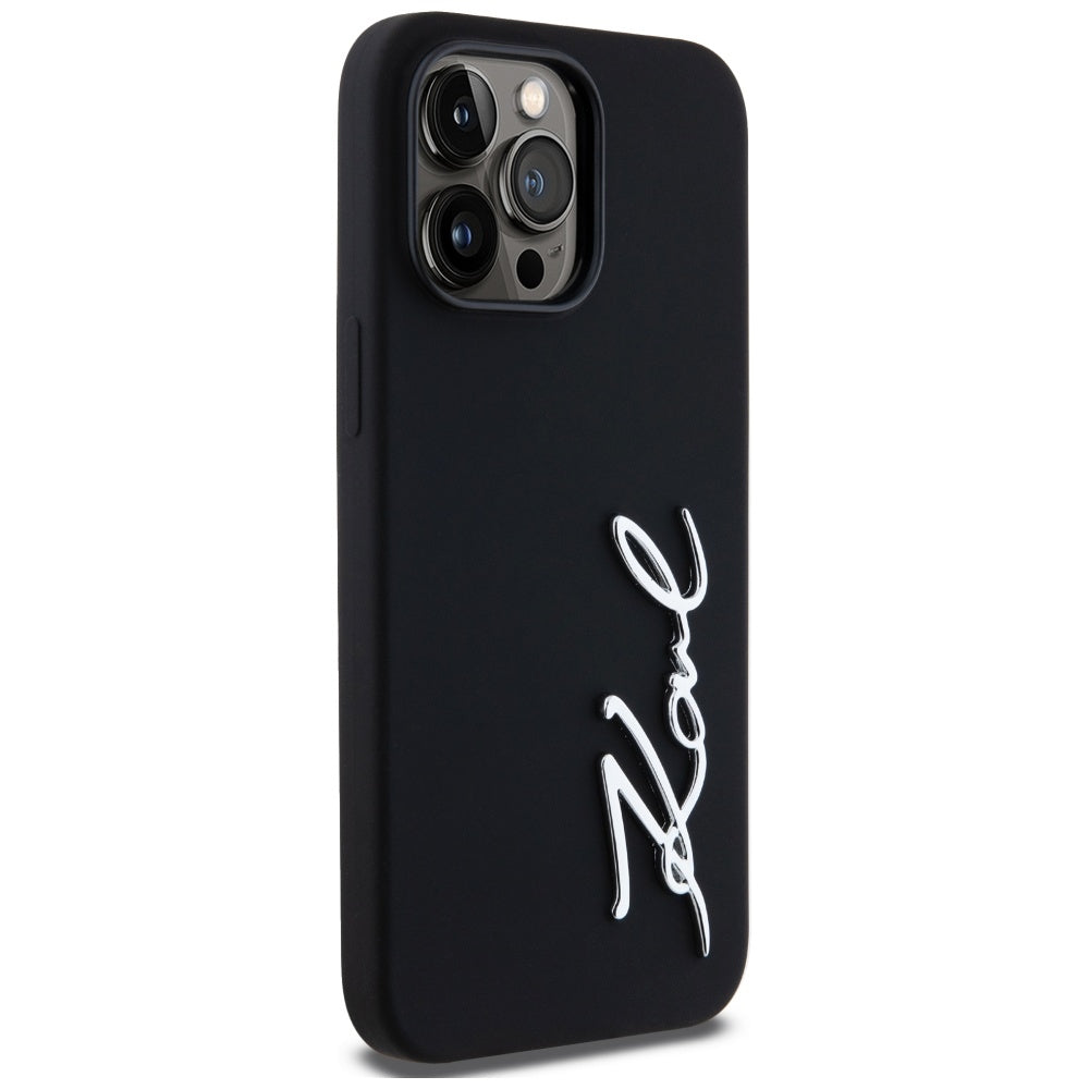 Husa pentru Apple iPhone 14 Pro Max, Karl Lagerfeld, Silicone Script, Neagra