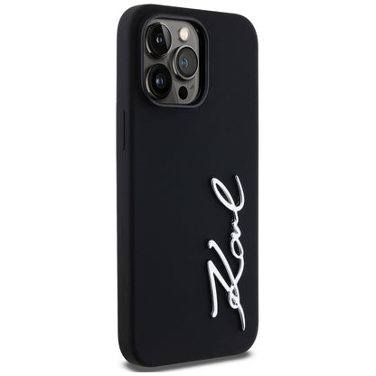 Husa pentru Apple iPhone 14 Pro Max, Karl Lagerfeld, Silicone Script, Neagra