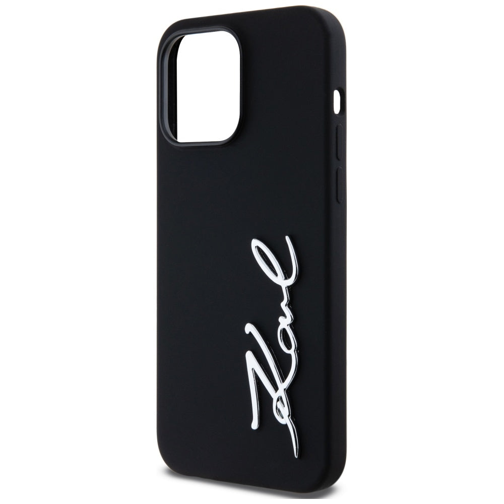 Husa pentru Apple iPhone 14 Pro Max, Karl Lagerfeld, Silicone Script, Neagra