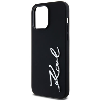 Husa pentru Apple iPhone 14 Pro Max, Karl Lagerfeld, Silicone Script, Neagra