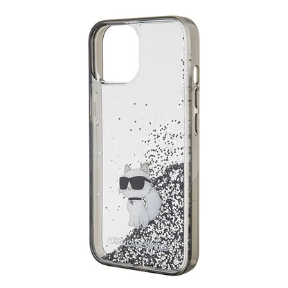 Husa pentru Apple iPhone 15 / 14 / 13, Karl Lagerfeld, Liquid Glitter Choupette, Transparenta