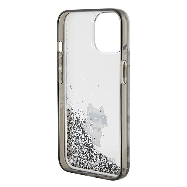 Husa pentru Apple iPhone 15 / 14 / 13, Karl Lagerfeld, Liquid Glitter Choupette, Transparenta