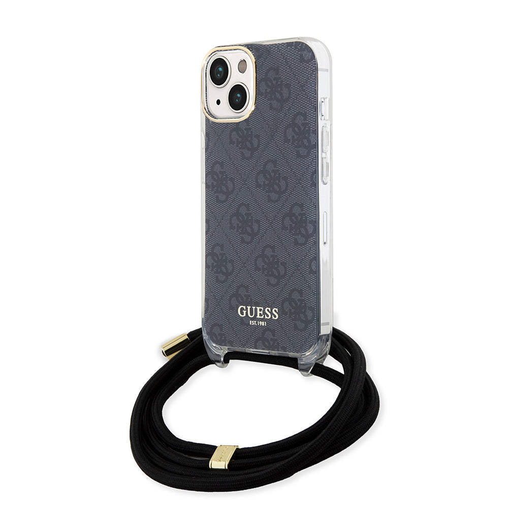 Husa pentru Apple iPhone 15, Guess, 4G IML Printed Crossbody, Neagra