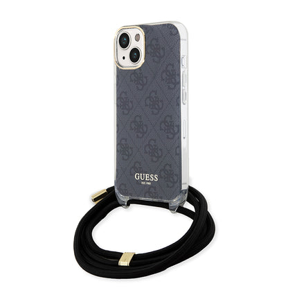 Husa pentru Apple iPhone 15, Guess, 4G IML Printed Crossbody, Neagra