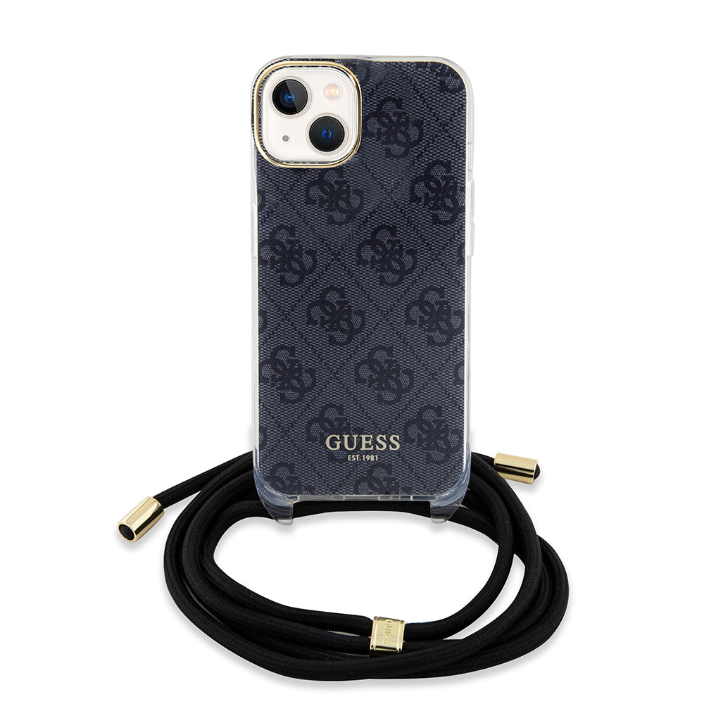 Husa pentru Apple iPhone 15, Guess, 4G IML Printed Crossbody, Neagra