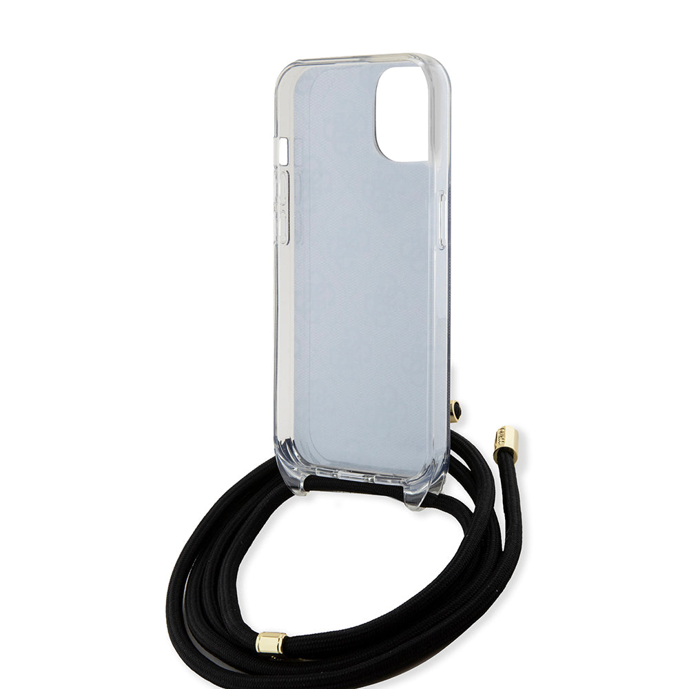 Husa pentru Apple iPhone 15, Guess, 4G IML Printed Crossbody, Neagra