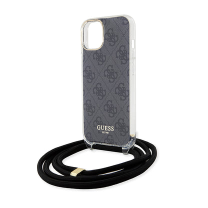 Husa pentru Apple iPhone 15, Guess, 4G IML Printed Crossbody, Neagra