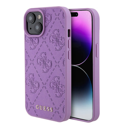Husa pentru Apple iPhone 15, Guess, 4G Stamped, Mov Deschis