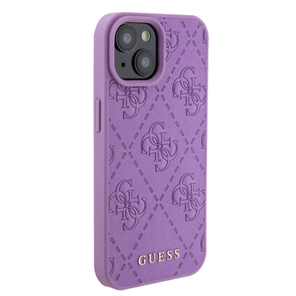 Husa pentru Apple iPhone 15, Guess, 4G Stamped, Mov Deschis