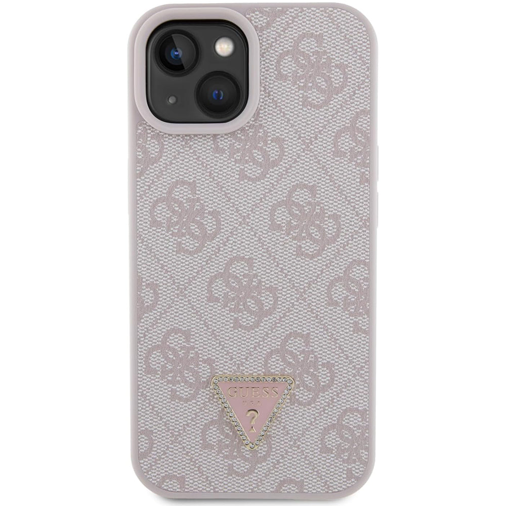 Husa pentru Apple iPhone 15, Guess, 4G Triangle Strass, Roz
