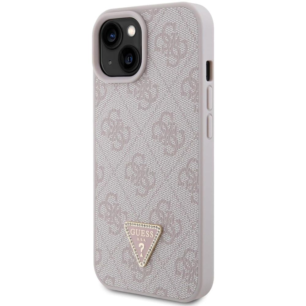 Husa pentru Apple iPhone 15, Guess, 4G Triangle Strass, Roz