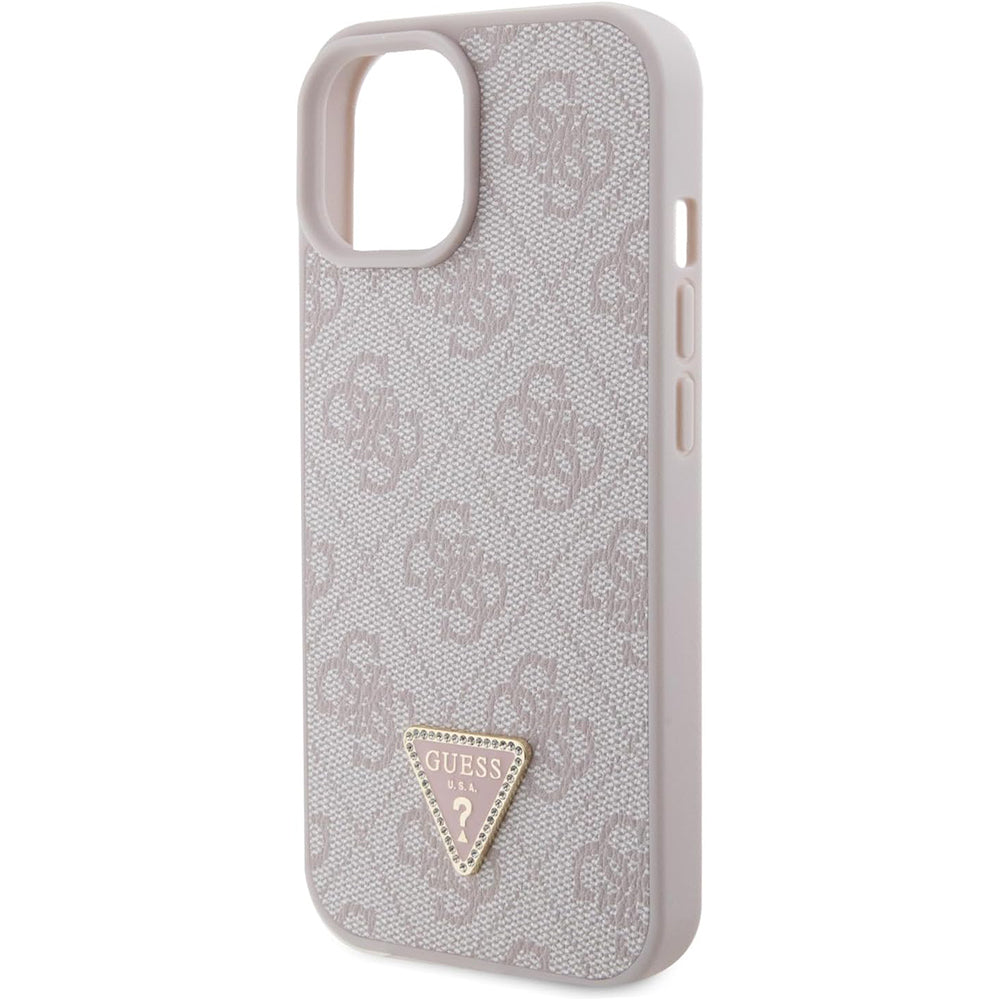 Husa pentru Apple iPhone 15, Guess, 4G Triangle Strass, Roz