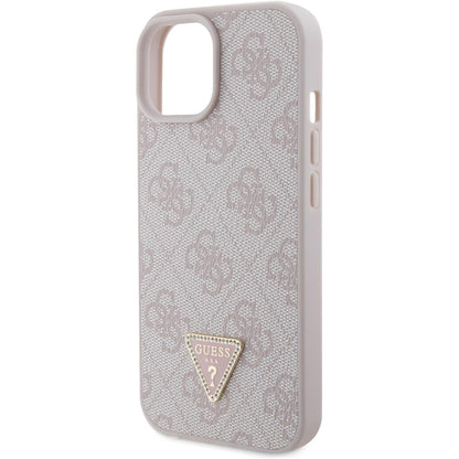 Husa pentru Apple iPhone 15, Guess, 4G Triangle Strass, Roz