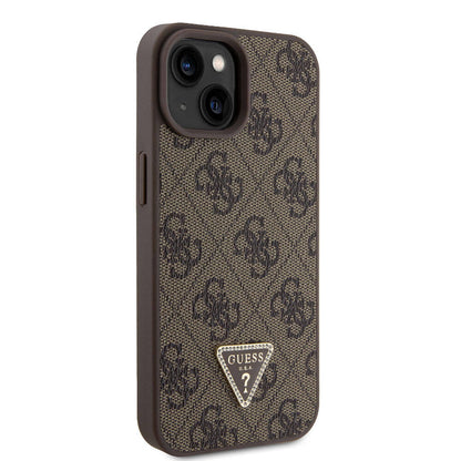 Husa pentru Apple iPhone 15, Guess, Crossbody 4G Metal Logo, Maro