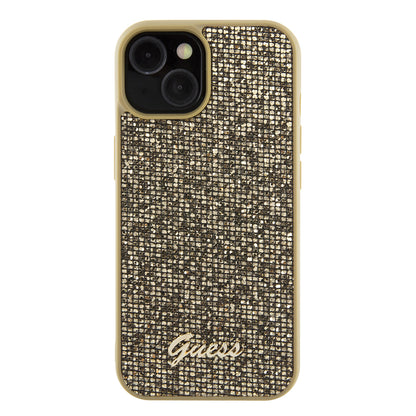 Husa pentru Apple iPhone 15, Guess, Disco Metal Script, Aurie