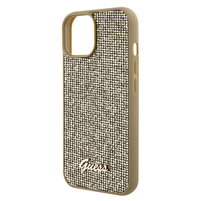 Husa pentru Apple iPhone 15, Guess, Disco Metal Script, Aurie
