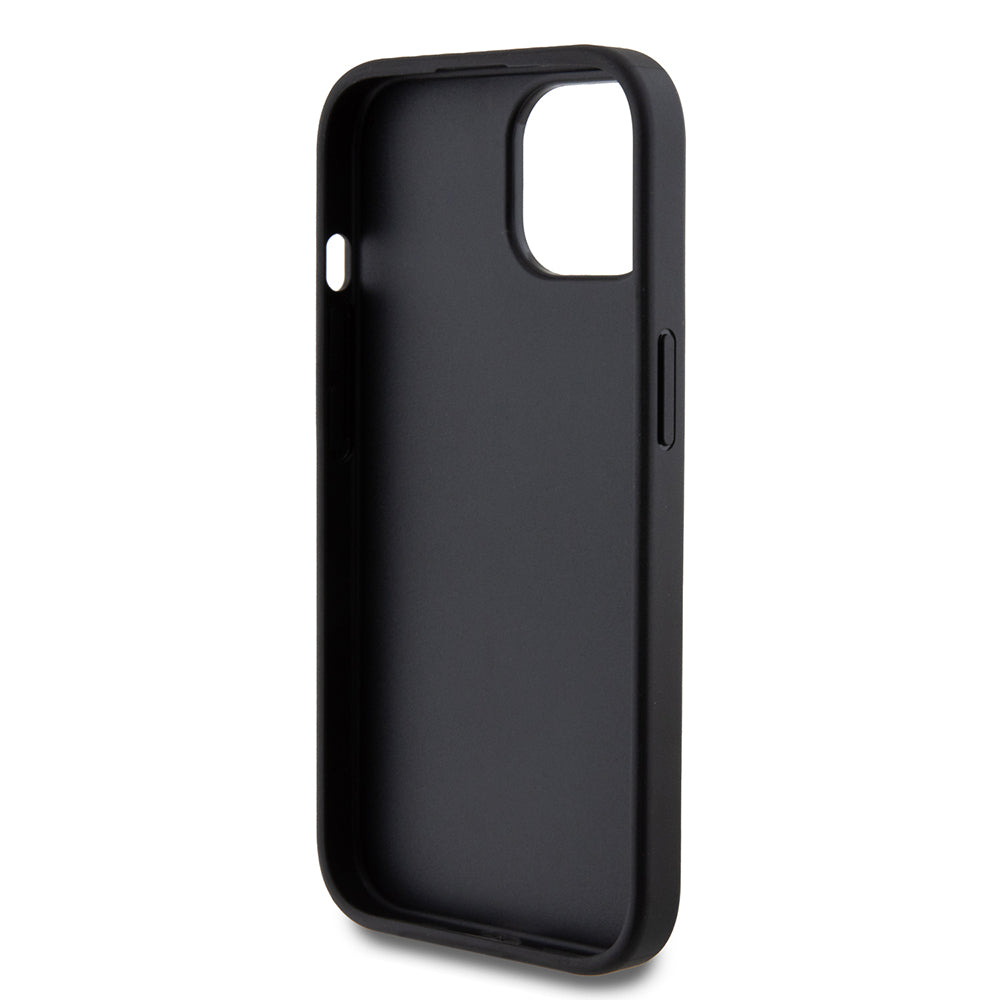 Husa pentru Apple iPhone 15, Guess, Glitter Big 4G Script, Neagra