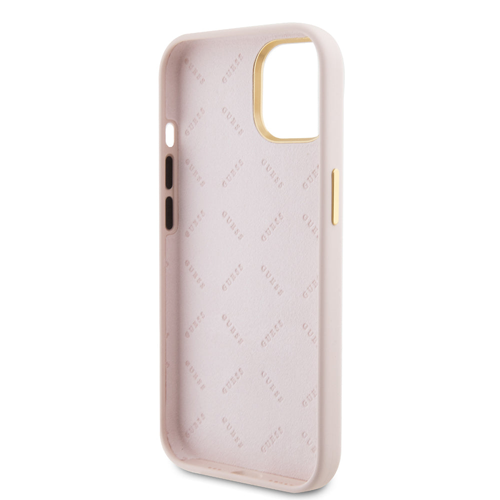 Husa pentru Apple iPhone 15, Guess, Logo Strass 4G, Roz Deschis