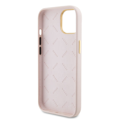 Husa pentru Apple iPhone 15, Guess, Logo Strass 4G, Roz Deschis