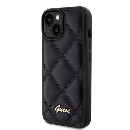Husa pentru Apple iPhone 15, Guess, Quilted Metal Logo, Neagra