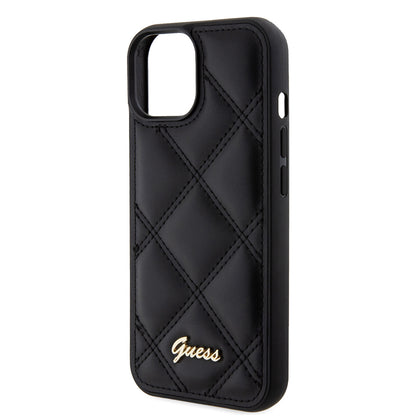 Husa pentru Apple iPhone 15, Guess, Quilted Metal Logo, Neagra